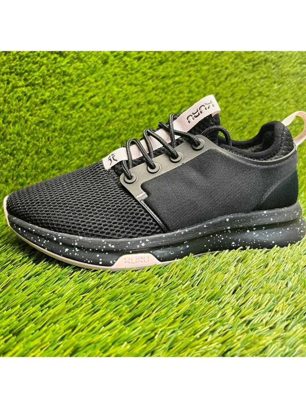 Kuru Atom Womens Size 5D Jet Black Pink Athletic Running Walking Shoes Sneakers